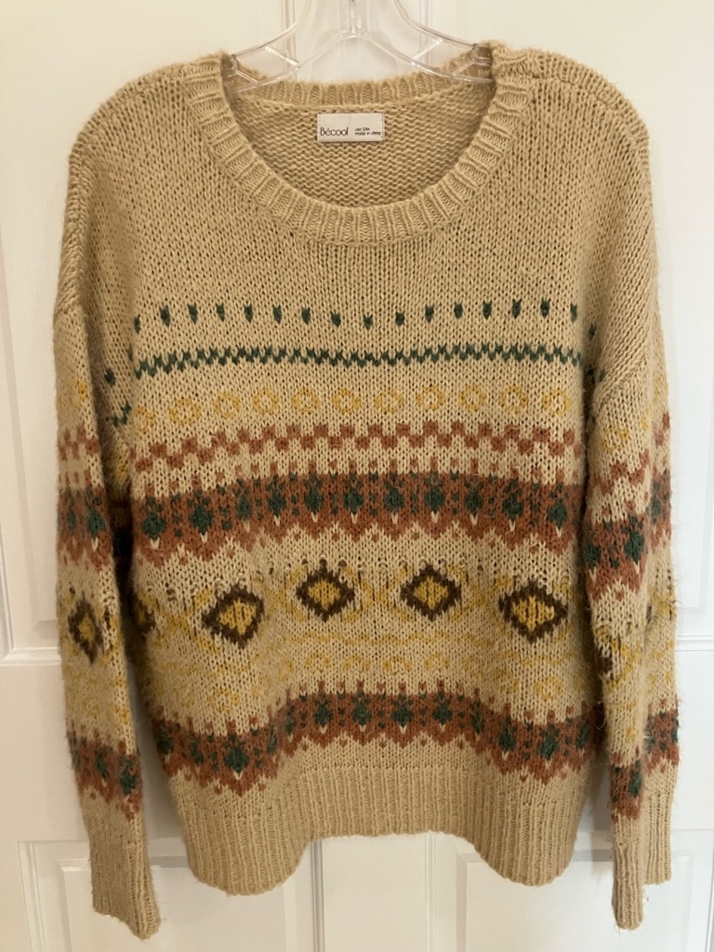 Women's Cream Fair Isle Crew Neck Sweater